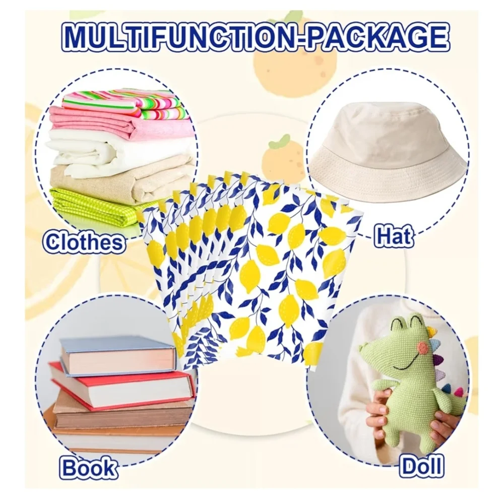 10x13 Lemon Print Polymailers 20-Pack Self-Seal Waterproof Shipping Envelopes